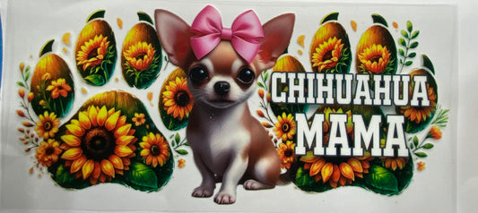 Cup wraps uvdtf chihuahua dog mama sunflower paw print