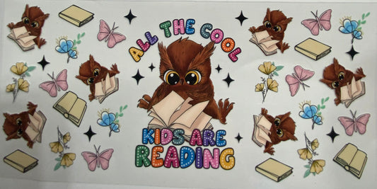 Cup wraps uvdtf Owl reading books