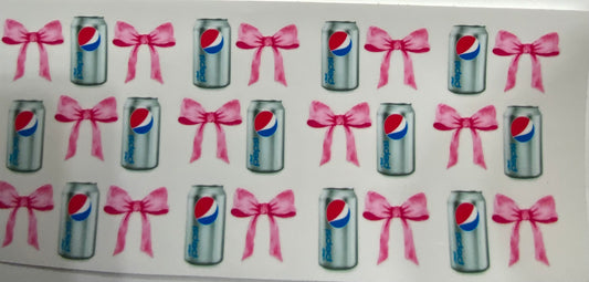 Cup wraps uvdtf Diet Pepsi with pink bows