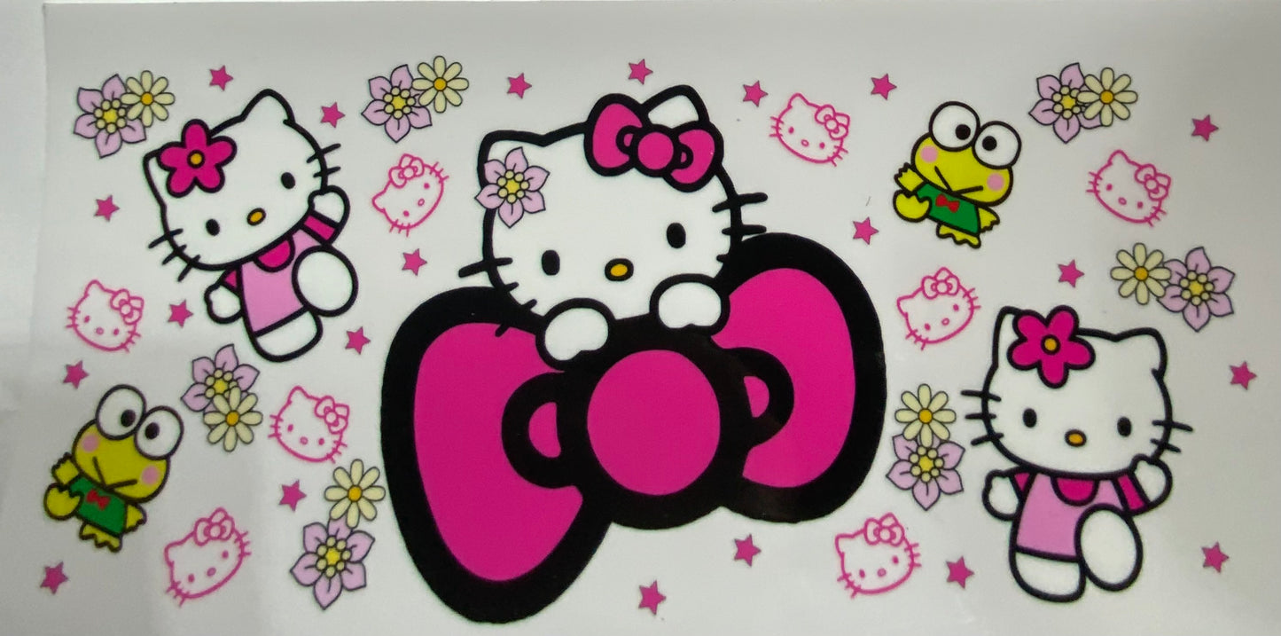 Cup wraps uvdtf hello kitty with big link bow and the frog