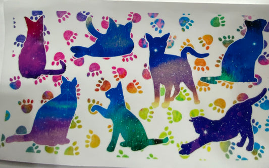Cup wraps uvdtf Galaxy cats with paw prints