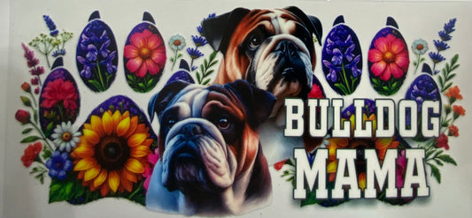 Cup wraps uvdtf bulldog mama with paw print floral