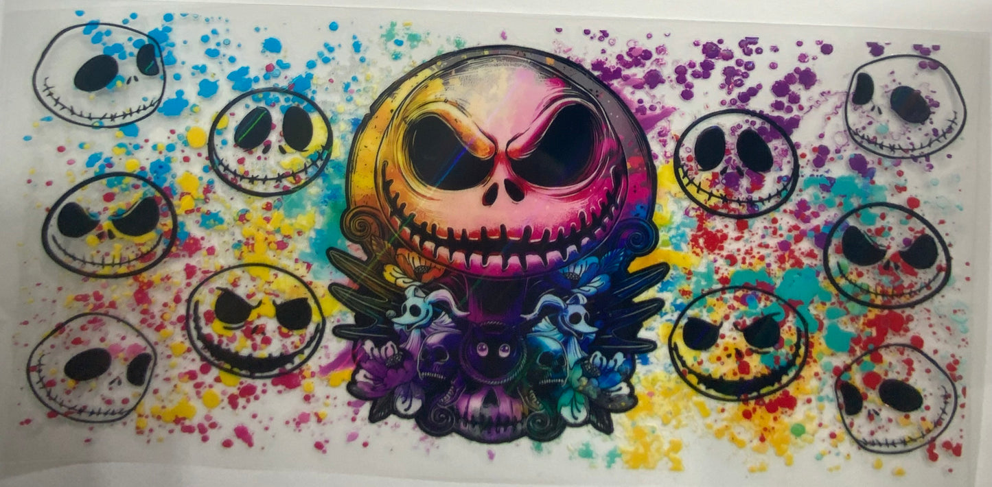 Cup wraps uvdtf  holo jack with paint splatter