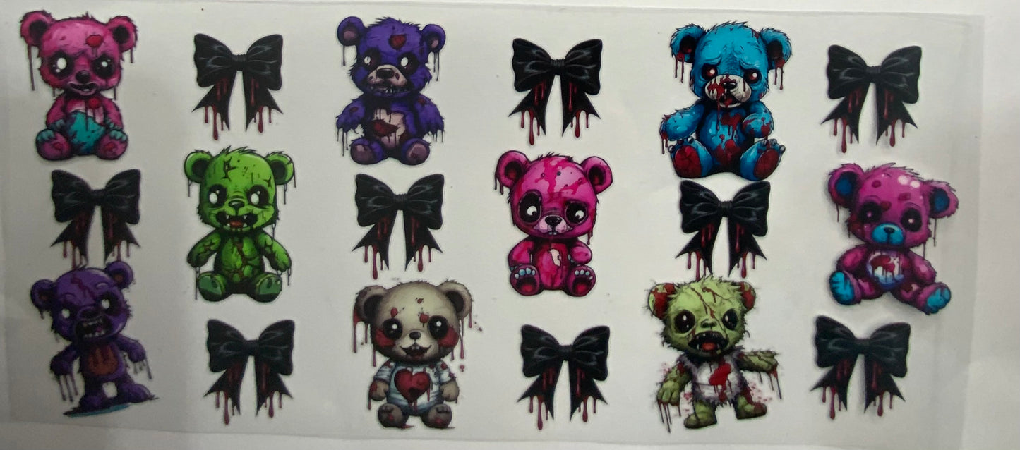 Cup wraps uvdtf  Halloween scary teddy bears with bows