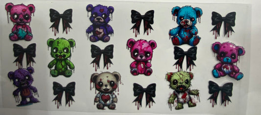 Cup wraps uvdtf  Halloween scary teddy bears with bows