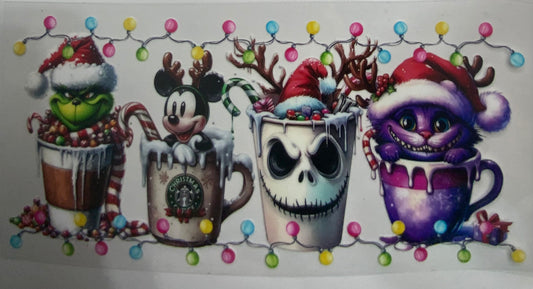 Cup wraps uvdtf  Christmas theme coffee cups Mickey jack grinch  and cat
