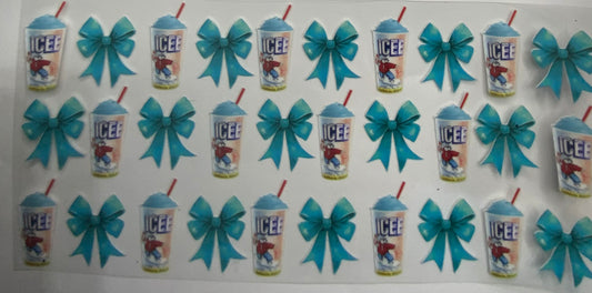 Cup wraps uvdtf  Icee blue with teal bows