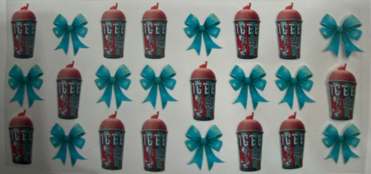 Cup wraps uvdtf  Red icee with teal bows