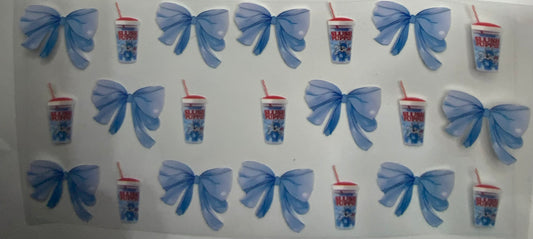 Cup wraps uvdtf  Slush puppies red with blue bows